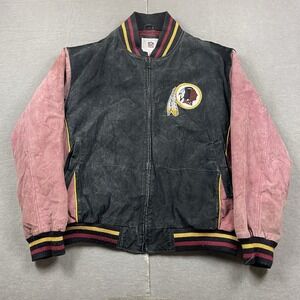 Vintage Washington Redskins‎ Jacket Mens XL Suede Leather Full Zip Bomber See
